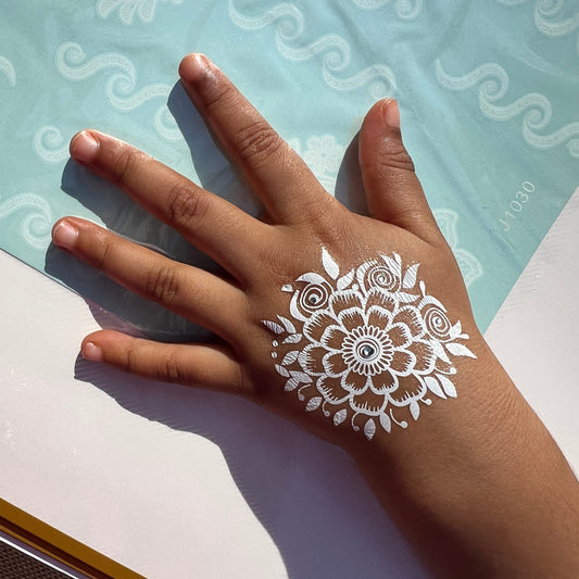 Moonbeam henna body art applied on skin — water-resistant, lasts 3–5 days | Palace.design