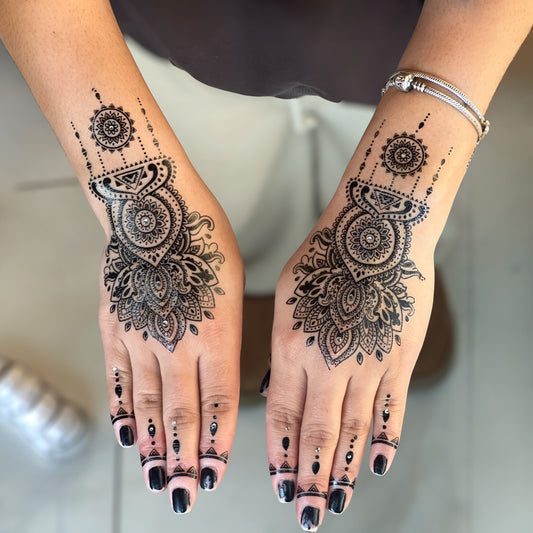 Raven henna body art applied on skin — water-resistant, lasts 3–5 days | Palace.design