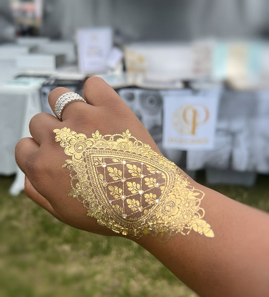 Goldie henna body art applied on skin — peel, press & reveal in seconds | Palace.design